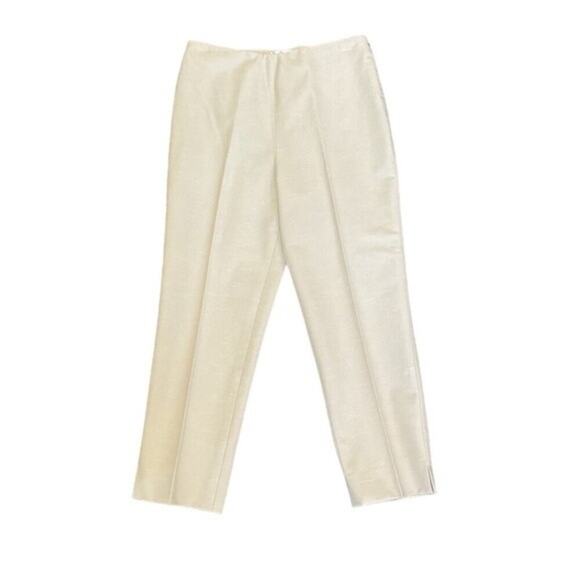 Gunex Pants Beige Ankle Split Dress Slacks Trousers Beige Made in Italy Size 6 - Picture 1 of 12
